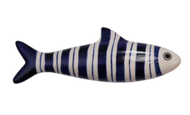 Hand-Painted Stoneware Fish Wall or Tabletop Decor