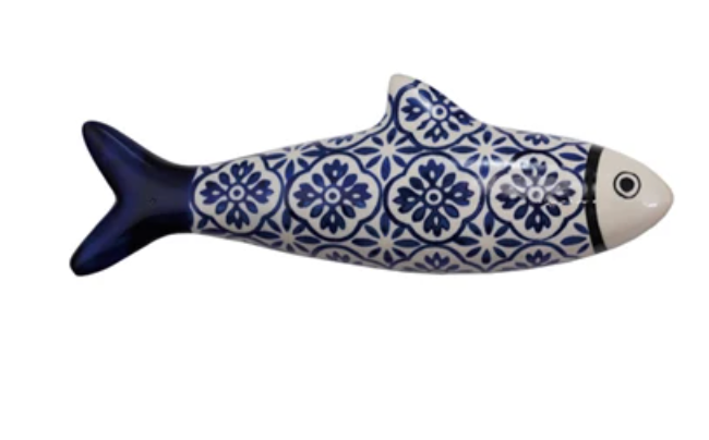 Hand-Painted Stoneware Fish Wall or Tabletop Decor