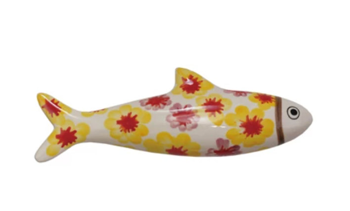 Hand-Painted Stoneware Fish Wall or Tabletop Decor