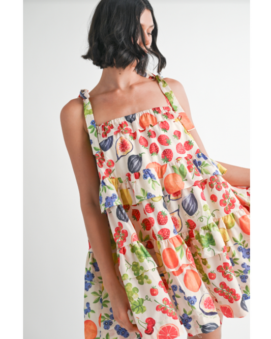 Mirabelle Tiered Fruit Mini Dress