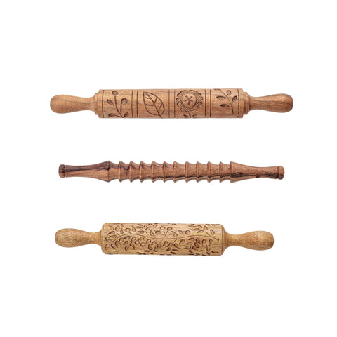 Hand Carved Acacia Wood Rolling Pins