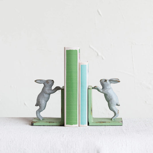 Set of 2 Gray Rabbit Bookends