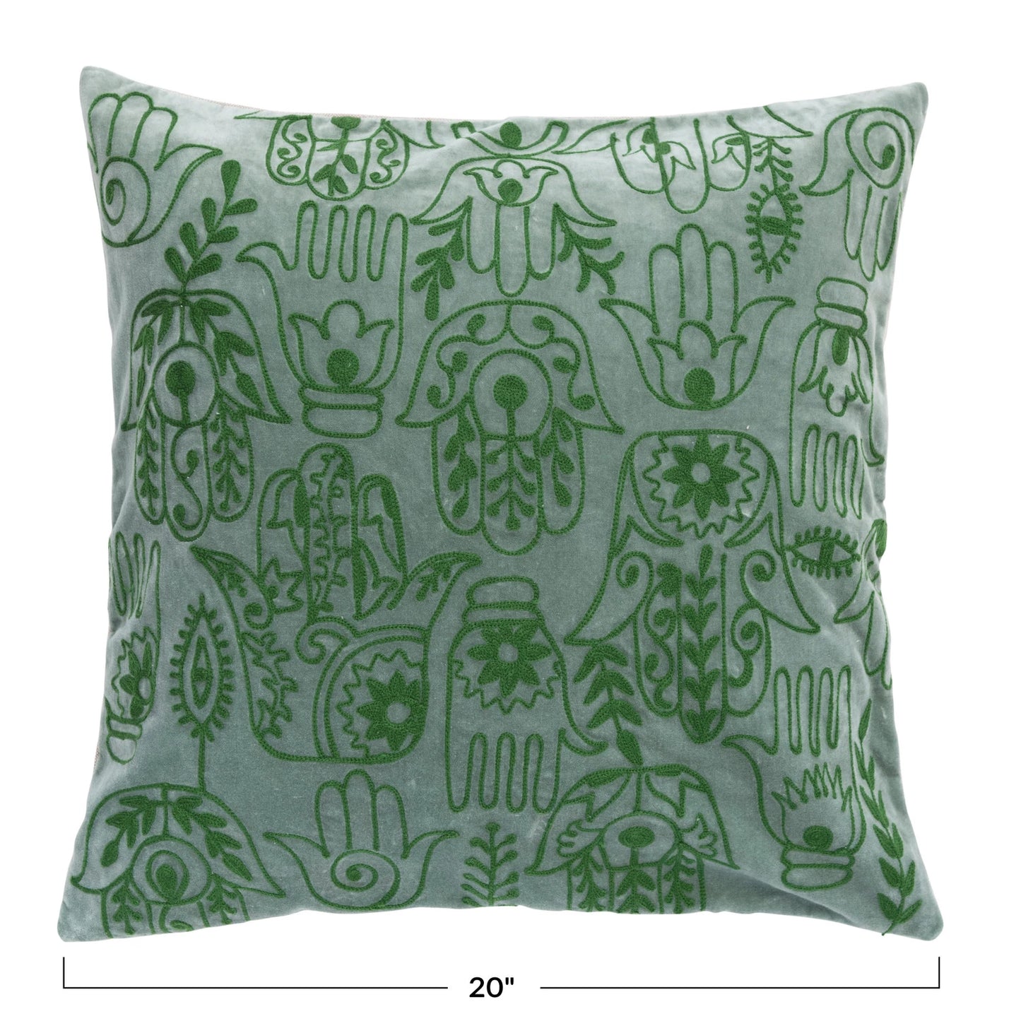 Hamsa Embroidered Velvet Pillow