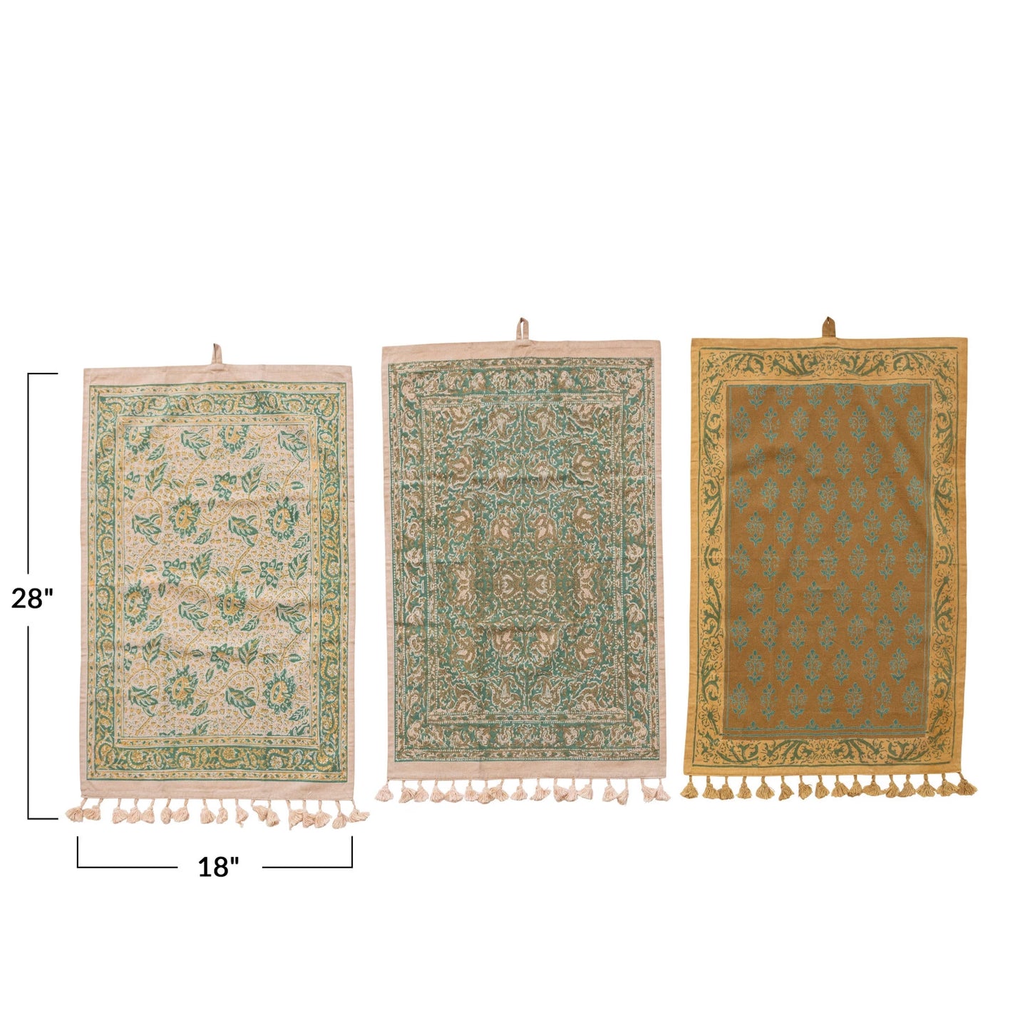 Anika Cotton Printed Tea Towels with Tassels & Loop