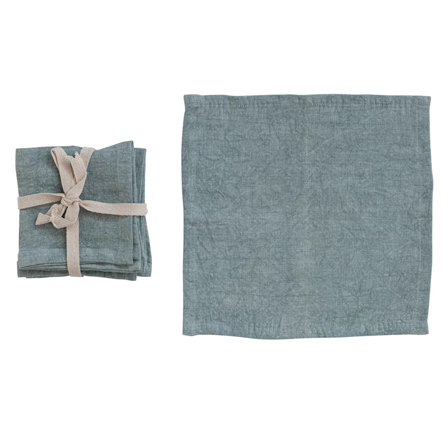 Stonewashed Linen Cocktail Napkins, Set of 4