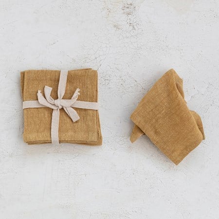 Stonewashed Linen Cocktail Napkins, Set of 4