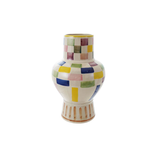 Gina Check Pattern Stoneware Vase