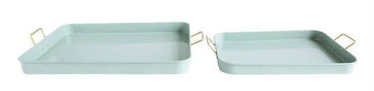 Green Metal Gold Handle Tray