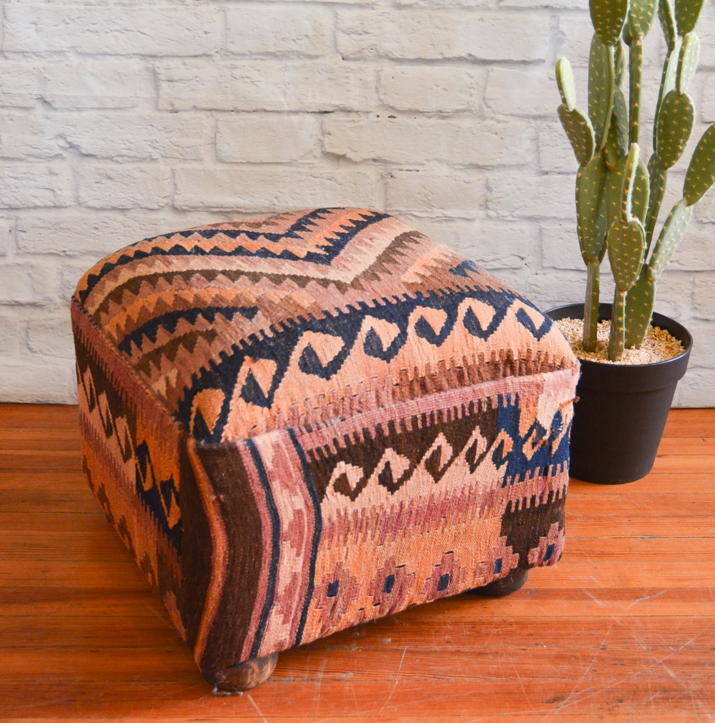 Natto Kilim Ottoman Brown