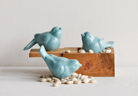 Assorted Aqua Ceramic Birds