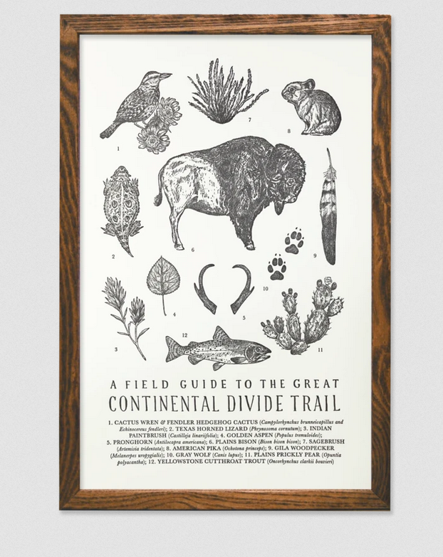 Continental Divide Guide Letterpress Poster with Metal Hanger