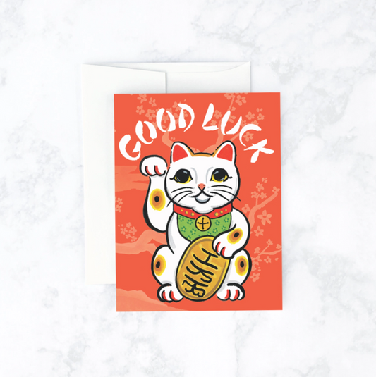 Lucky Cat Good Luck Card