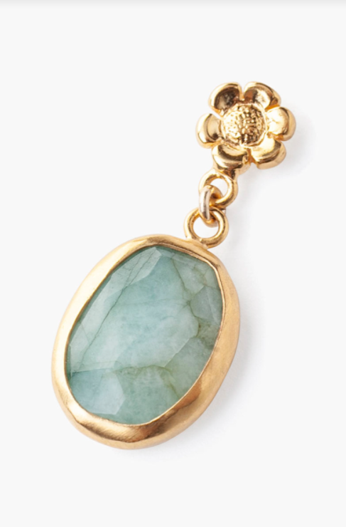 Gold Plated Flower Drop Stone Earrings