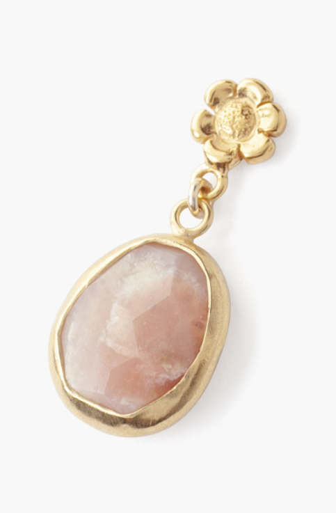 Gold Plated Flower Drop Stone Earrings