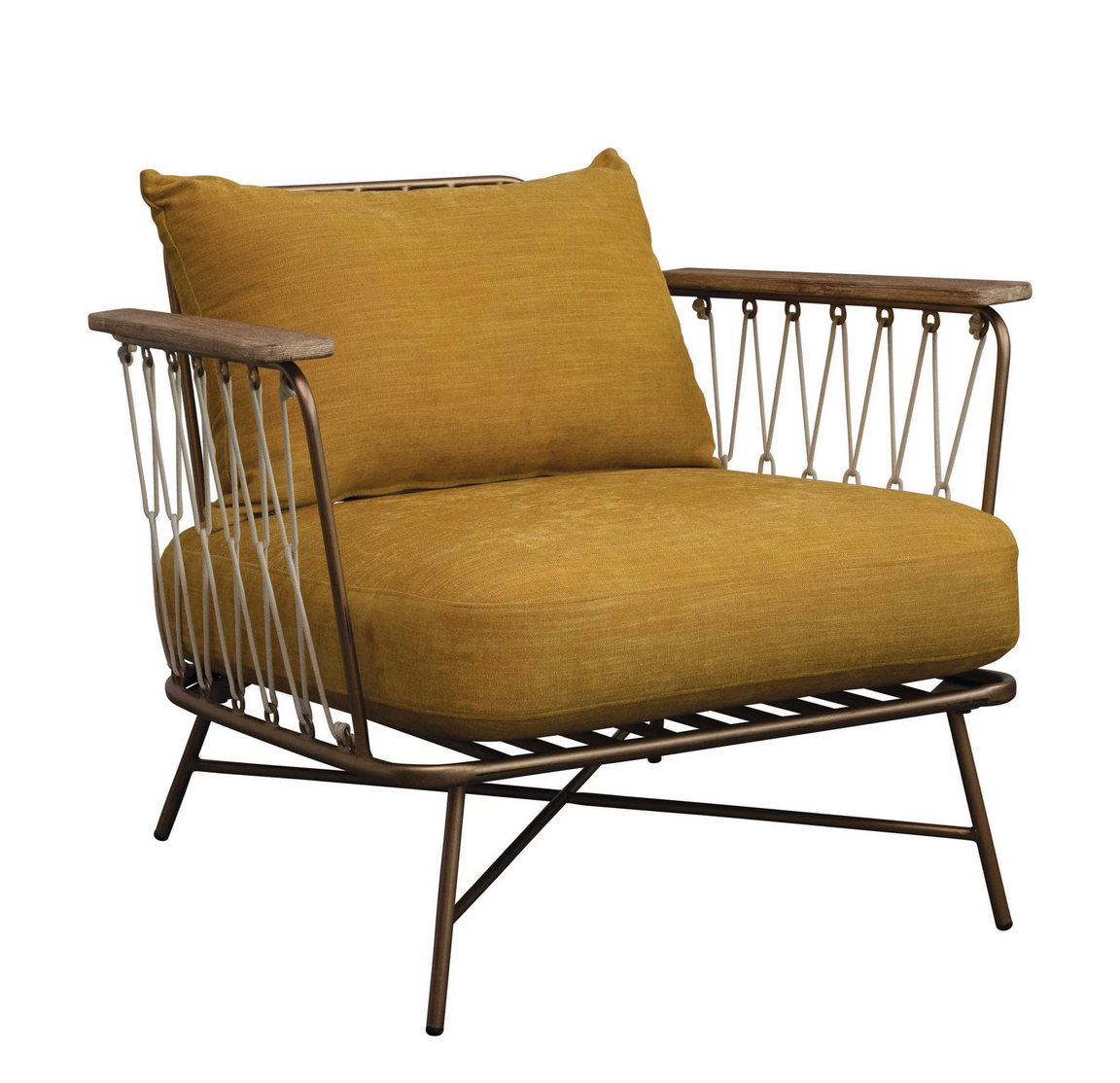 Metal and Woven Nylon Rope Chair with Cushions
