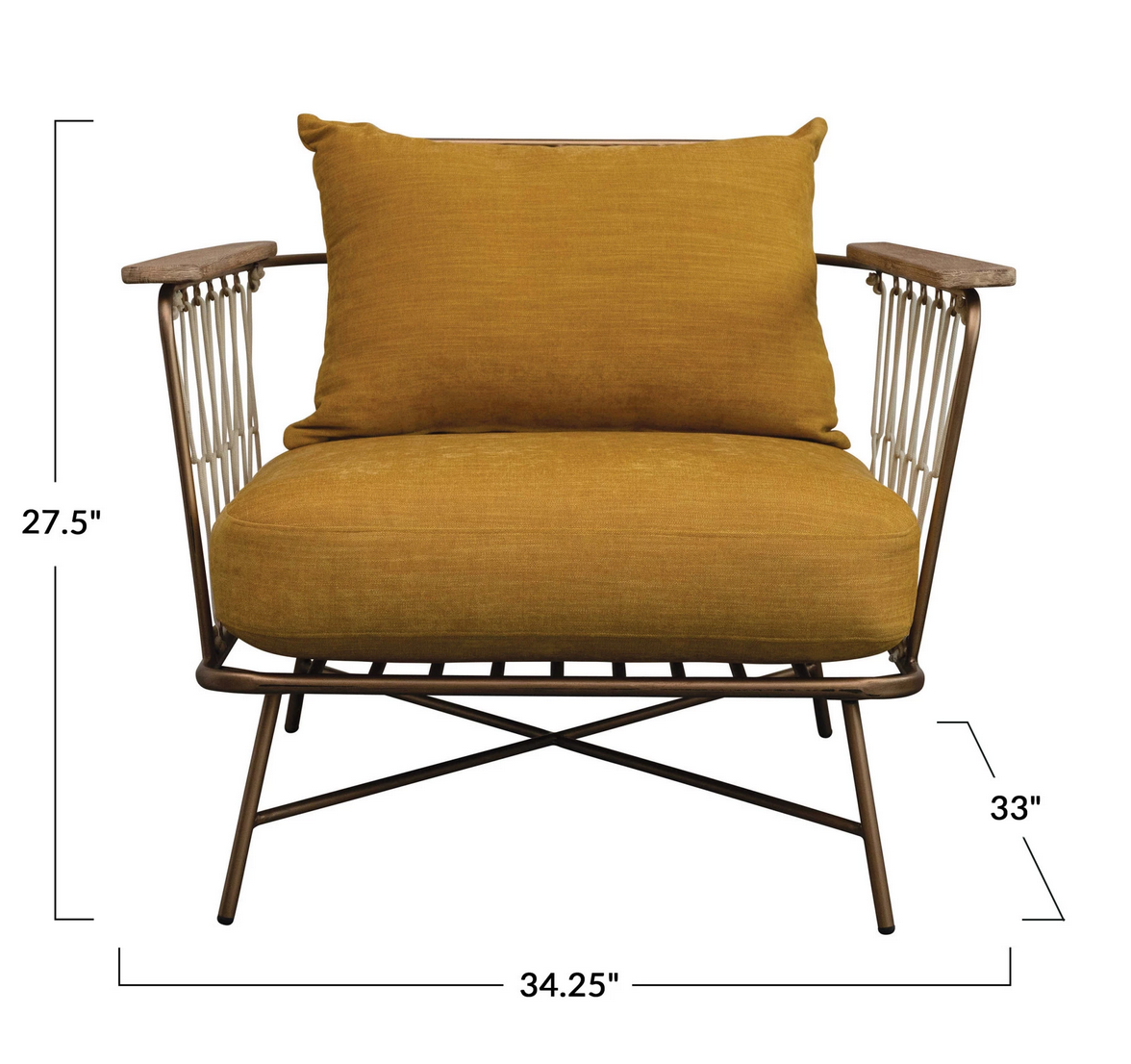 Metal and Woven Nylon Rope Chair with Cushions