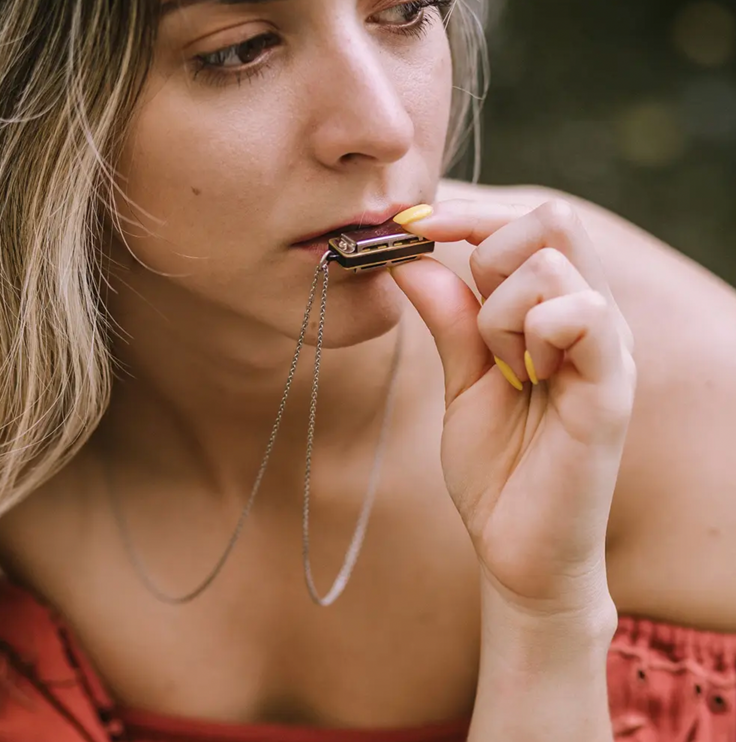 Silver Harmonica Necklace