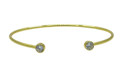 Bezel Set Open Bangle Bracelet
