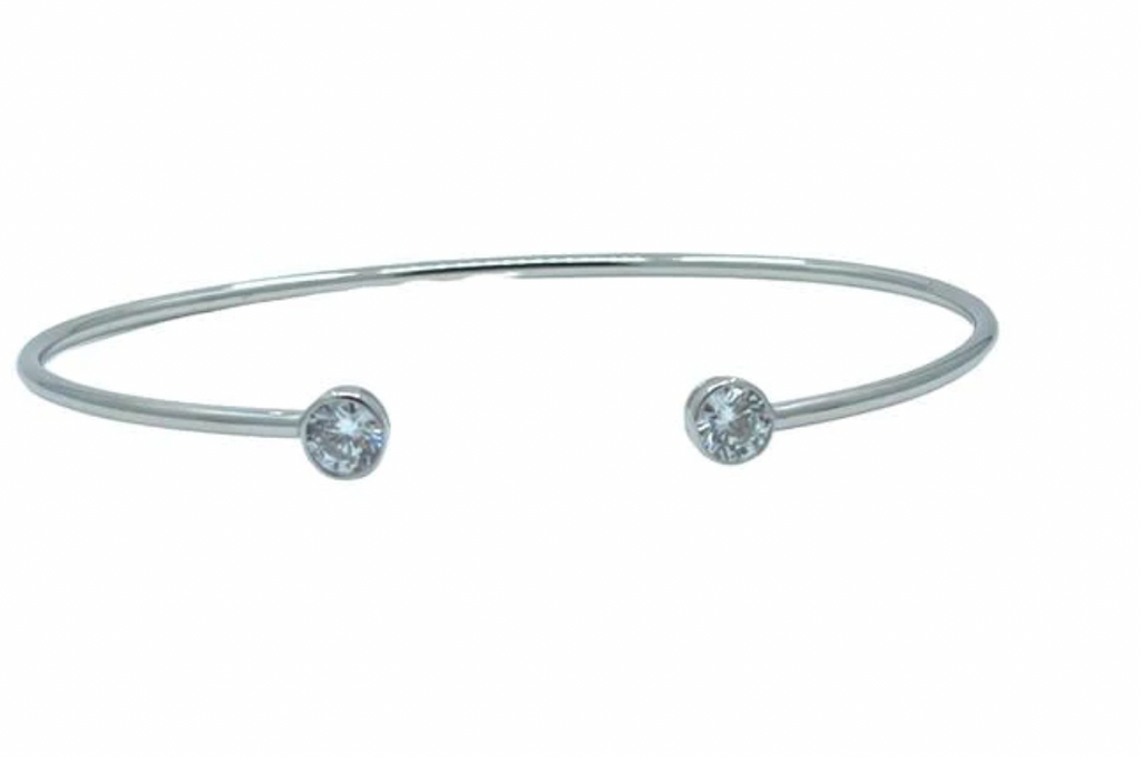 Bezel Set Open Bangle Bracelet