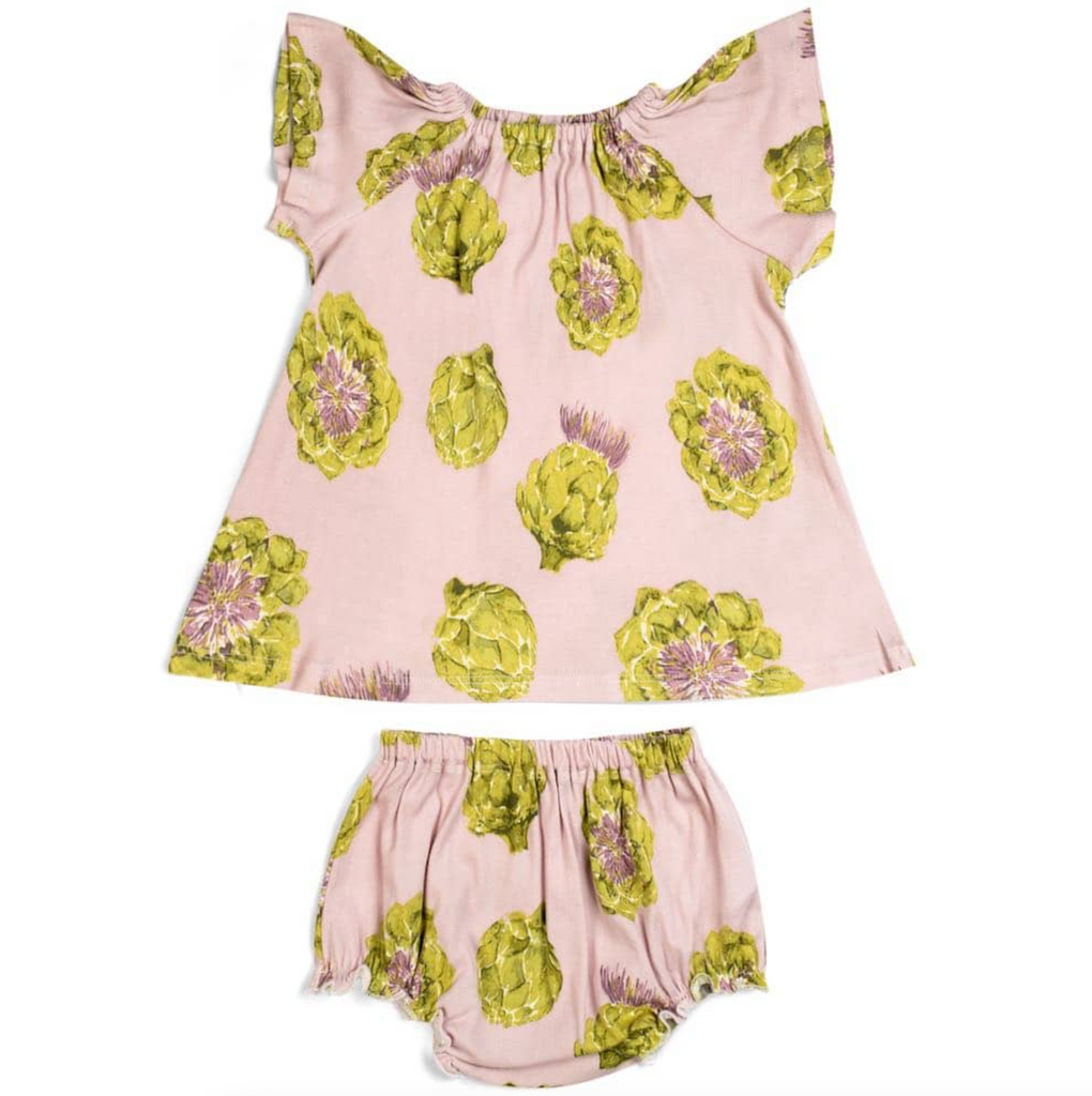 Organic Cotton Dress & Bloomer Set - Artichoke