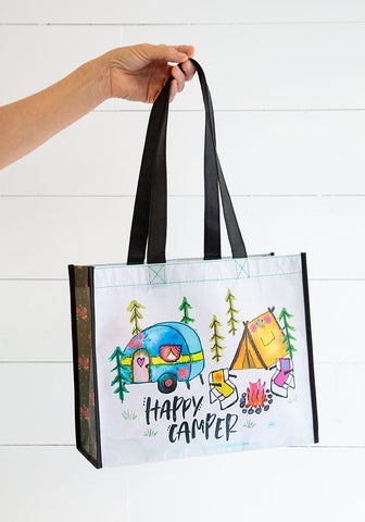 Recycled Water Bottles Reusable Gift Bag Happy Camper