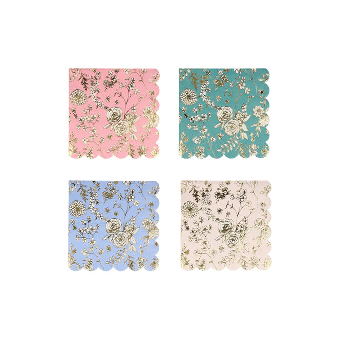 English Garden Lace Gold Foil Cocktail Napkins